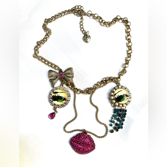 💋👁️BETSEY JOHNSON RARE VINTAGE“THE EYES HAVE IT” STATEMENT PIECE NECKLACE 💋👁️ - Picture 3 of 13